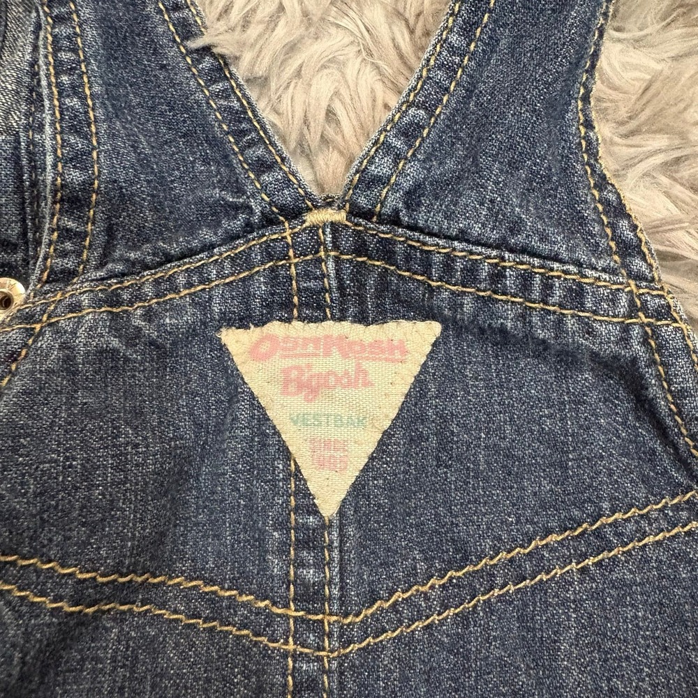 Vintage Oshkosh B'Gosh Overall Denim Corduroy Layer Ruffle Dress Floral 24 Month - Picture 5 of 7